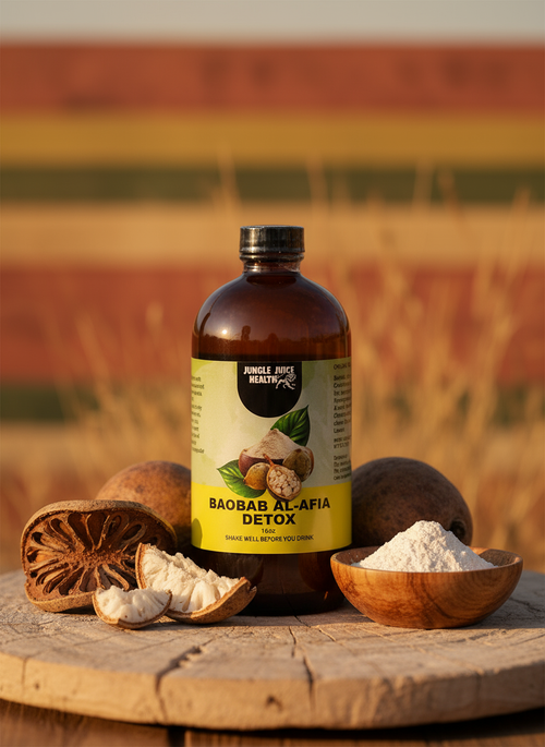 Jungle Juice Health Organic Baobab Bitters in exotic wellness setting